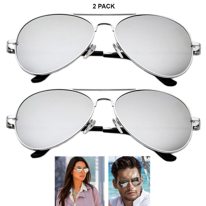 ZHRZ KZXRURX 2 Pack Sunglasses Lens Metal Retro Shade Vintage Pilot Fashion Woman Men, adult Unisex, Size: One size, Silver