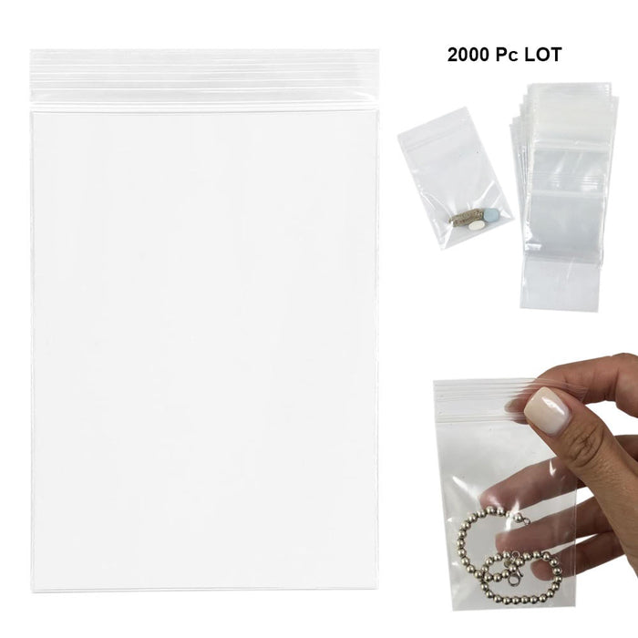 2000 Reclosable Zipper Bags Clear 2"X 3" Small Top Sealing Plastic Poly Baggies