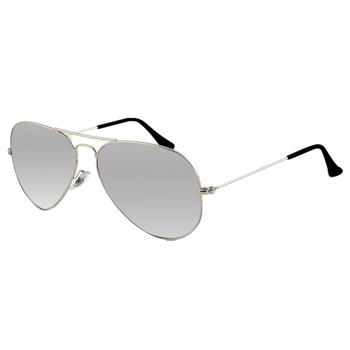 Large Pilot Sunglasses Silver Lens Vintage Retro Shades Style Men Women