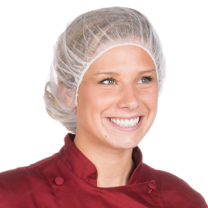 100 Pcs Disposable Hair Net White Bouffant Caps 21" Non Woven Head Cover Medical