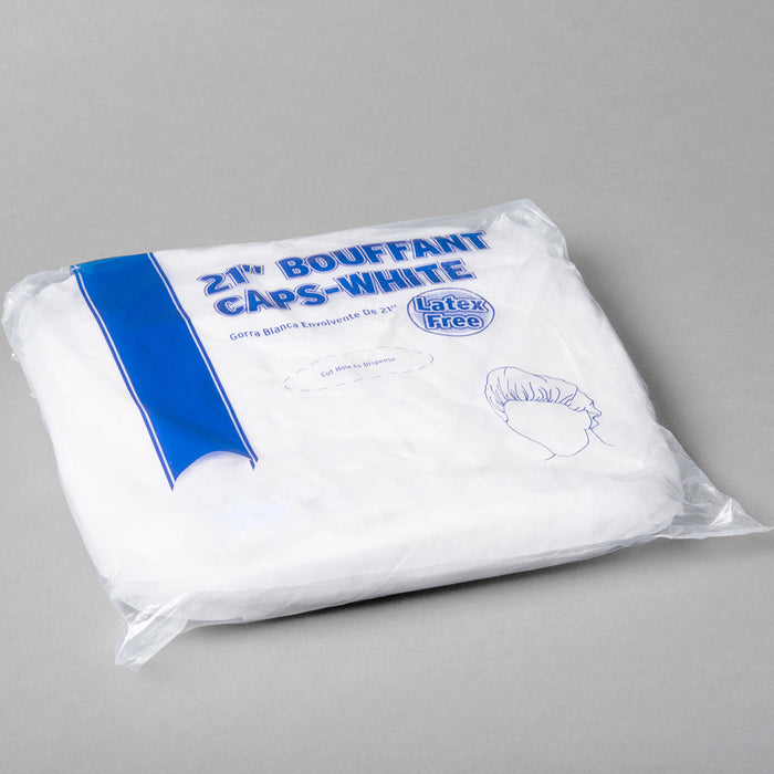 100 Pcs Disposable Hair Net White Bouffant Caps 21" Non Woven Head Cover Medical