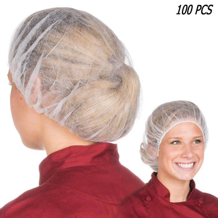 100Pc Disposable Hair Net Bouffant Caps 21" Non Woven Medical Nurse Labs Kitchen