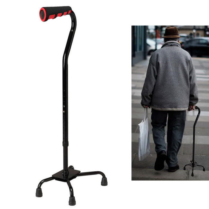 Quad Cane Walking Stick Lightweight Adjustable Right Left Hand Grip Support Base