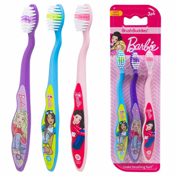 3 Pack Brush Buddies Barbie Toothbrush Soft Bristles Toothbrushes Kids Oral Care