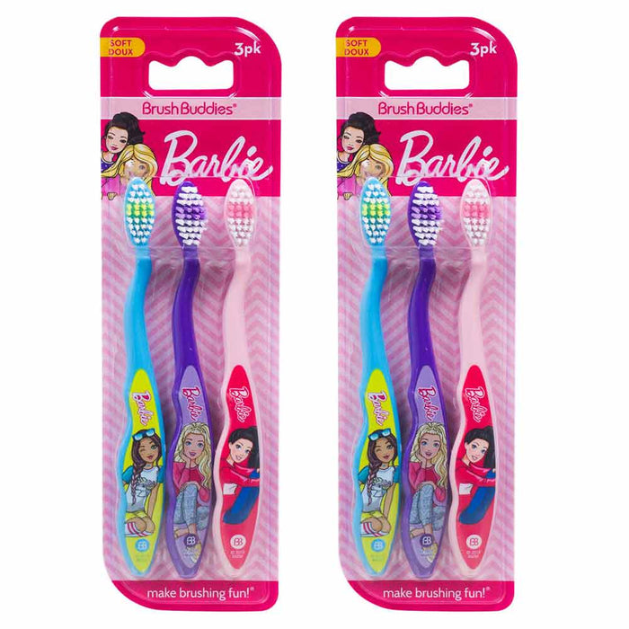 6 Pack Barbie Toothbrushes Soft Bristles Kids Brush Buddies Toothbrush Oral Care