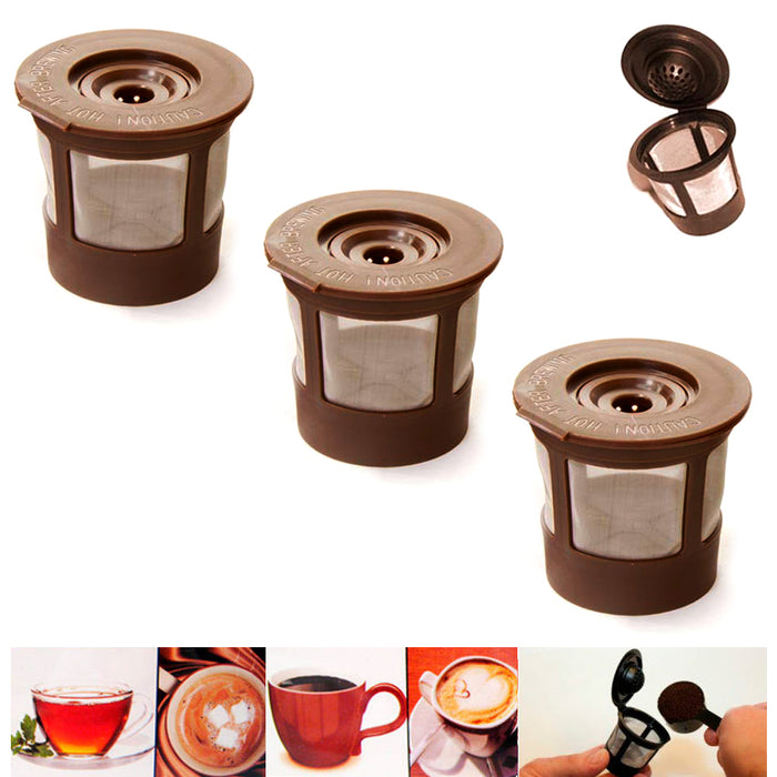 3X Reusable Single K Cups Keurig Coffee Machine Refillable Stainless Filter Pods