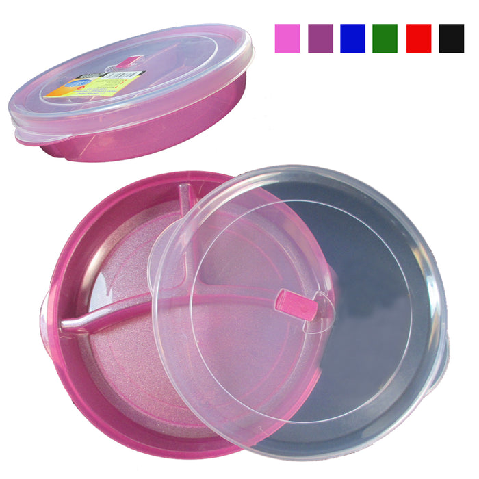 2 Pack BPA-Free Divided Plates w Lids Microwave Dishwasher Safe Lunch Containers