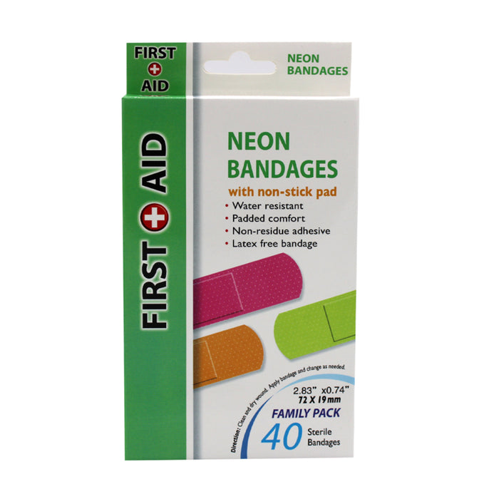 120 Neon Adhesive Bands Waterproof Bandages Strip 3/4" Kids Children First Aid