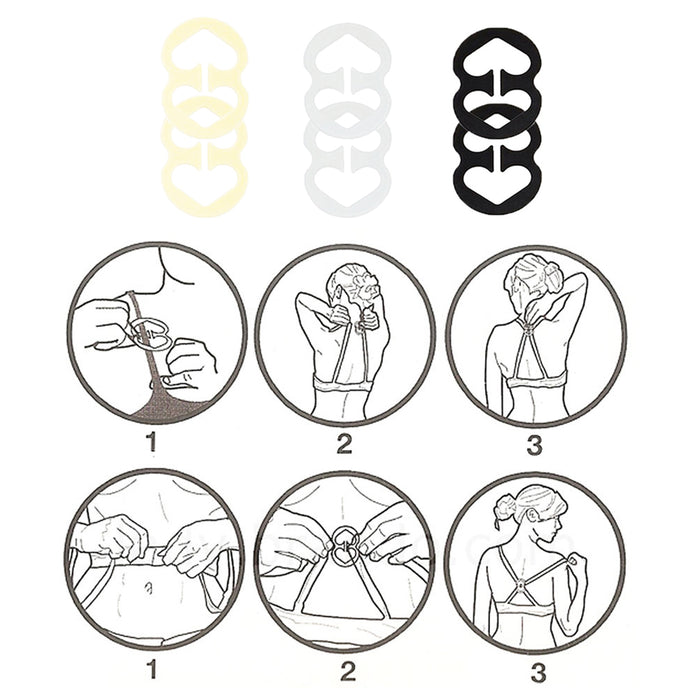 4 Pair Clear Invisible Bra Straps 6 Cleavage Control Holder Clips Conceal Adjust