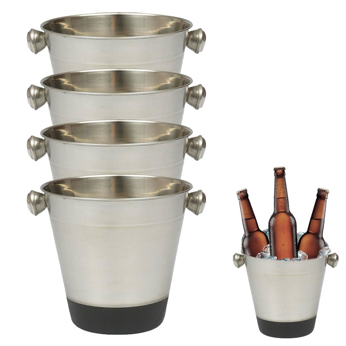 4 Set Ice Bucket Champagne Wine Stainless Steel Cooler Drink Bar Restaurant 40oz