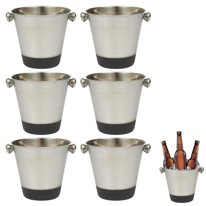 6 Set Stainless Steel Ice Bucket Cooler Champagne Wine Bar Restaurant Drink 40oz