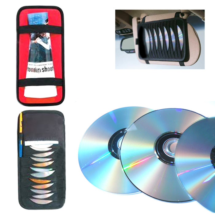 12 CD Car Sun Visor Storage Disc Capacity Dvd Holder Black Pocket Case Organizer