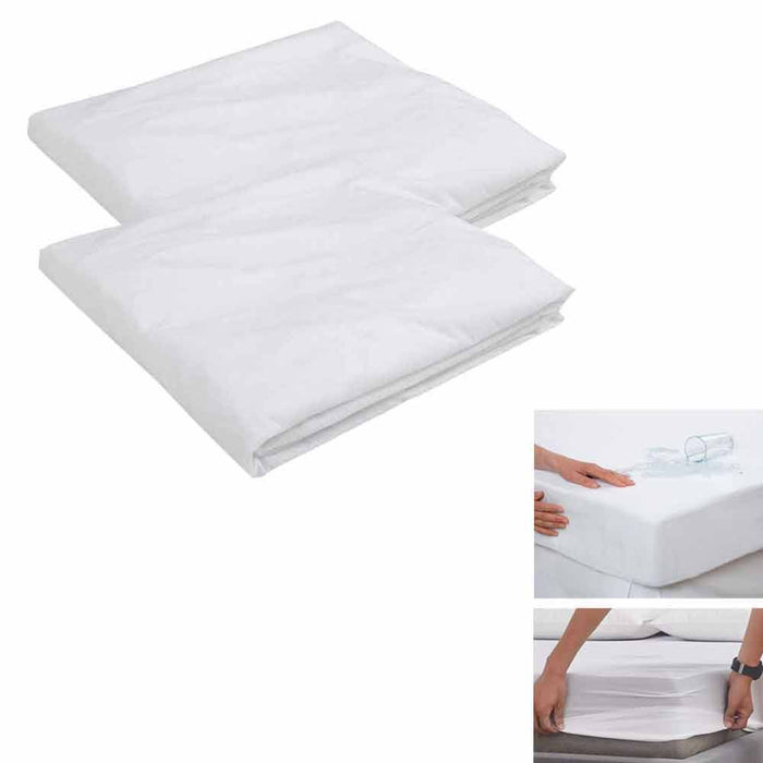 2 Pc King Size Waterproof Mattress Protector Fitted Comfort Pad Cover Vinyl