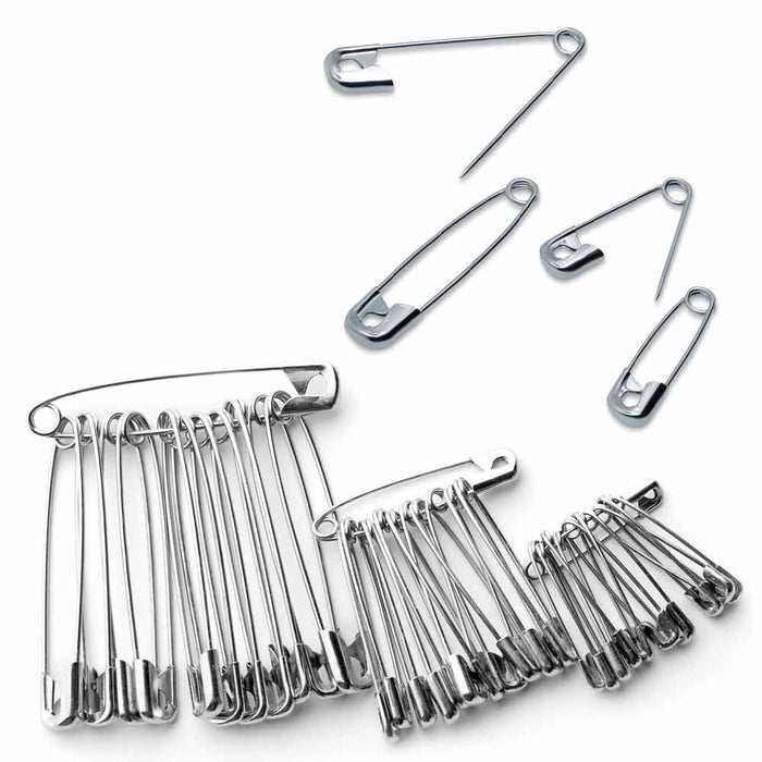 120ct Safety Pins Set Assorted Sizes Nickel Plated Steel Clothes Crafts Sewing