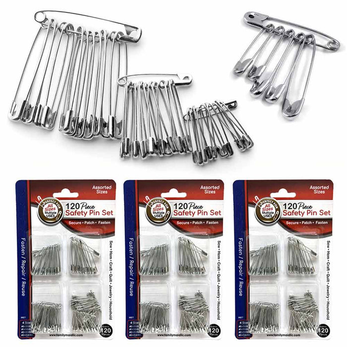 360 Pack Multiuse Safety Pins Heavy Duty Small Large Bulk Steel Crafts Sewing