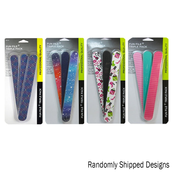 12 Lot Double Sided Professional Nail Files Emery Board Manicure Tool Home Salon