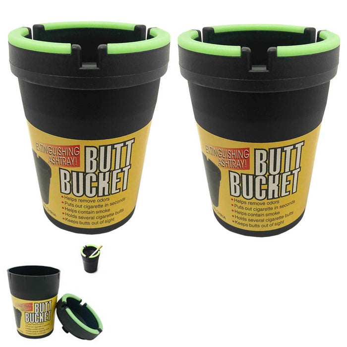 2 Pack Glow In The Dark Self Extinguishing Butt Bucket Portable Car Cup Holder