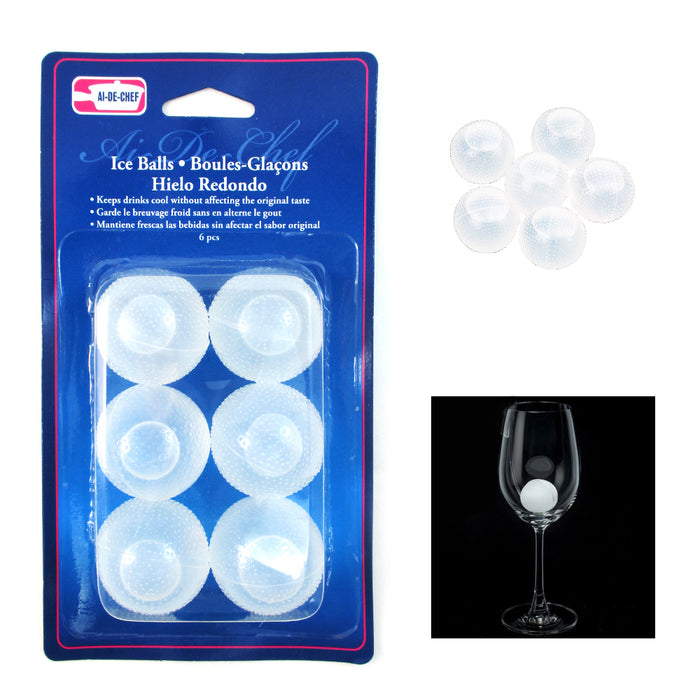 6 Pc Reusable Ice Cube Balls Plastic Refreezable Ice Drinks Bar Parties Whisky !