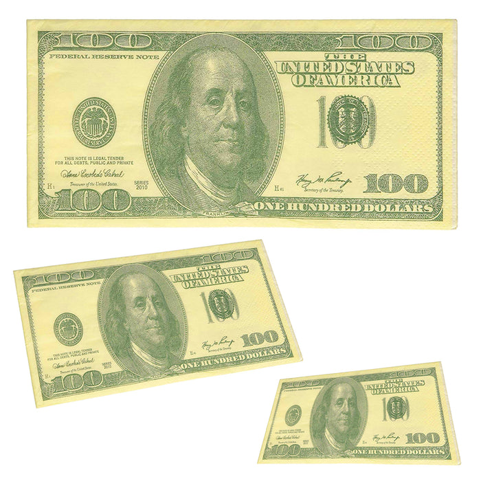 20 Facial Tissue $100 Dollar Bill Fake Money Benjamin Hand Napkin Prank Fun Gift