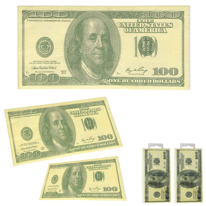 2 Packs $100 Dollar Bill Facial Tissue Napkins Benjamins Gag Gift Fake Money New