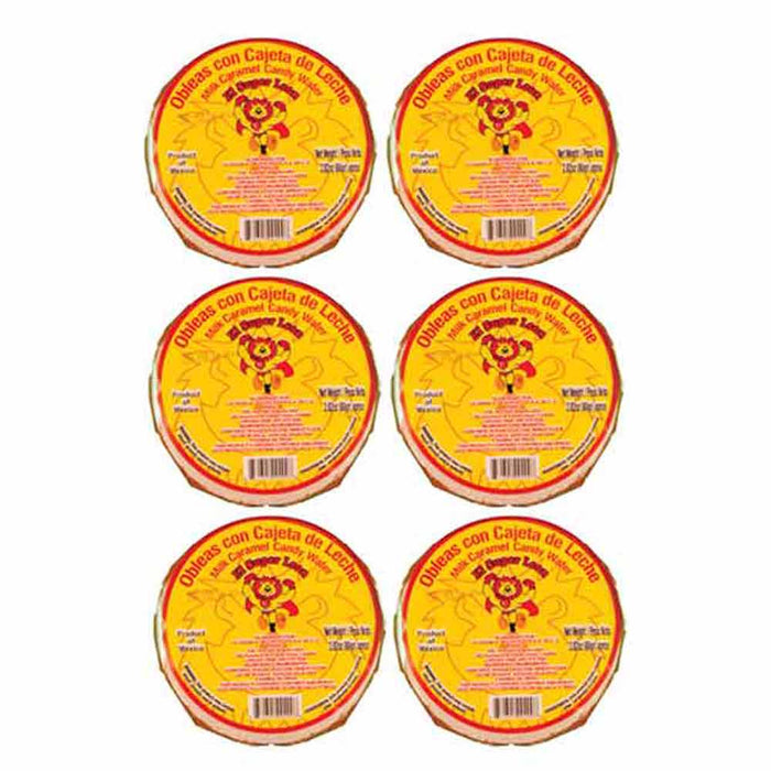 6 Pack Wafers with Caramel Spread Oblea Grande Cajeta Arequipe Dulce De Leche
