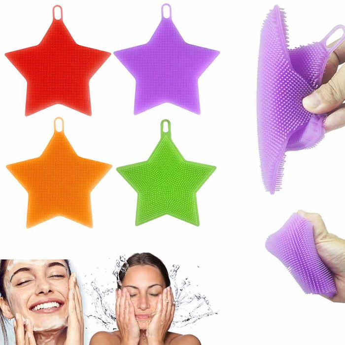 4 Pack Soft Silicone Face Scrubber Cleanser Massager Facial Cleansing Skin Brush