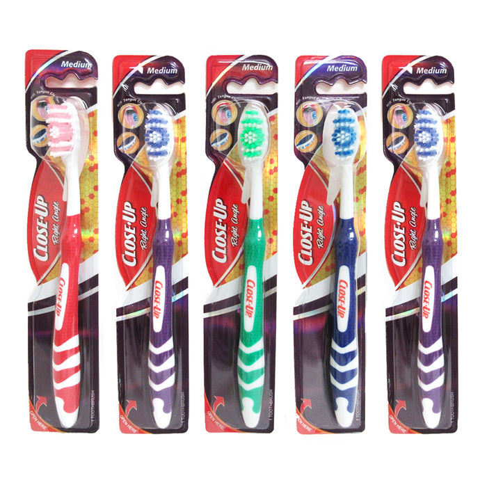 5 Pack Travel Toothbrushes Tongue Scraper Medium Bristles Oral Care Clean Kit
