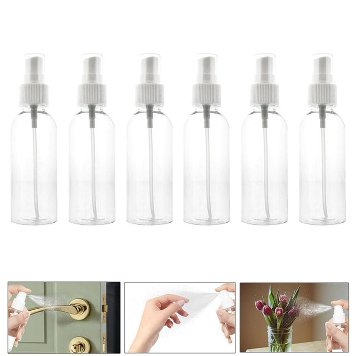 6 Spray Bottles Mist Clear Plastic Refillable Empty Container Soap Travel 2.7 oz