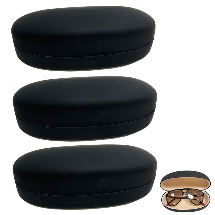 3 Large Hard Clam Shell Glasses Protective Case for Curved Eyeglasses Sunglasses