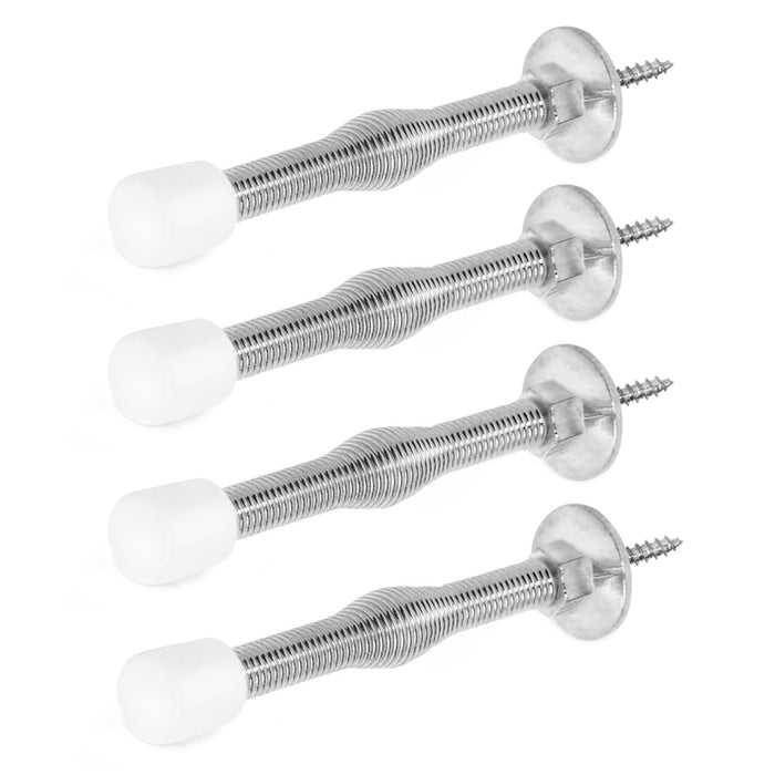 8-Piece Door Stopper Wedge Flexible Spring Holder Carpet Floor Home Office White