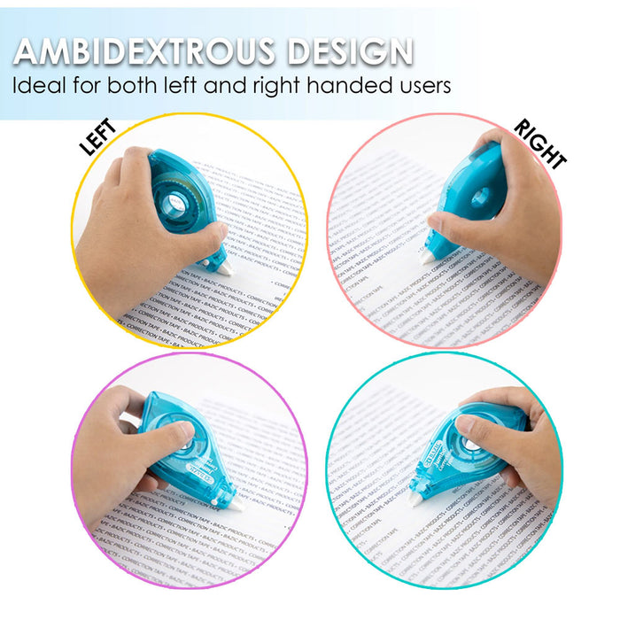 6 White Out Correction Tape Roller Pen School Paper Office Supplies Applies Dry