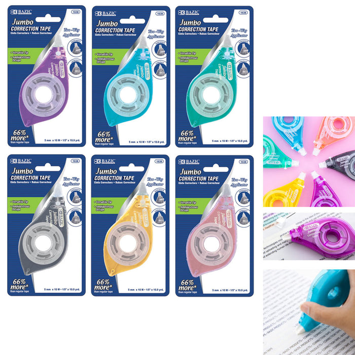 6 White Out Correction Tape Roller Pen School Paper Office Supplies Applies Dry
