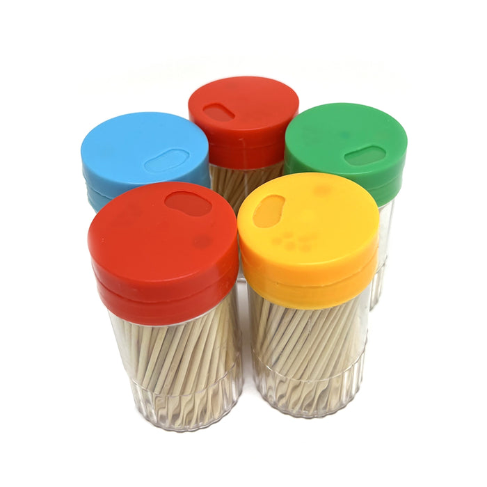 5PK Wooden Toothpick Dispenser 150ct Bamboo Fruit Picks Oral Care Catering Party