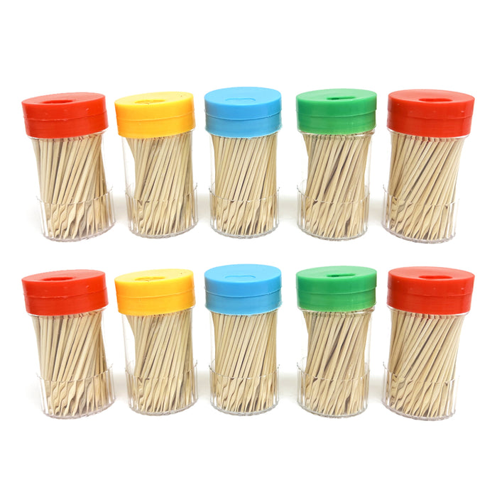 10 Pack Wooden Toothpicks Dispensers 150ct Oral Care Catering Party Bamboo Picks