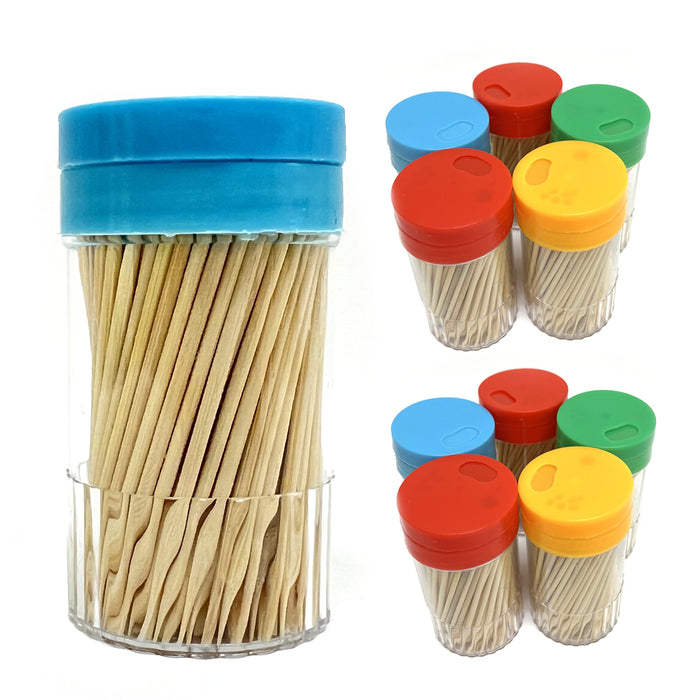 10 Pack Wooden Toothpicks Dispensers 150ct Oral Care Catering Party Bamboo Picks