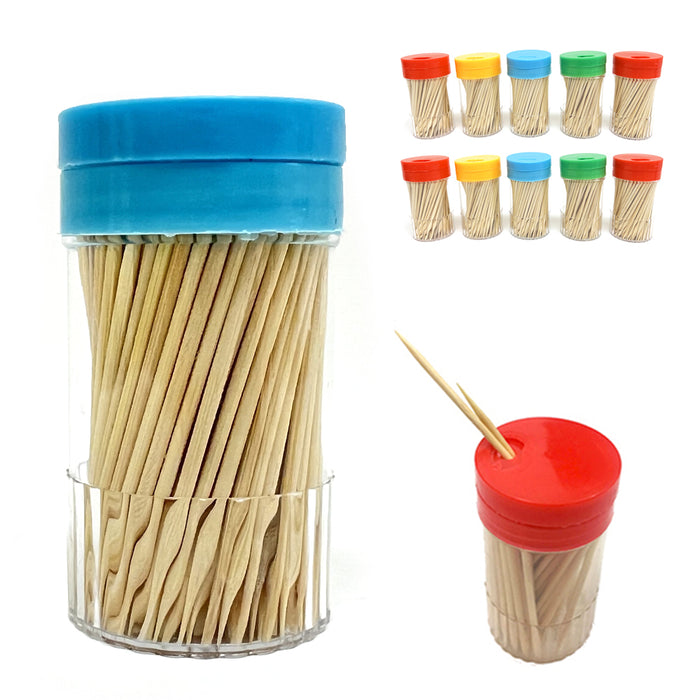 10 Pack Wooden Toothpicks Dispensers 150ct Oral Care Catering Party Bamboo Picks