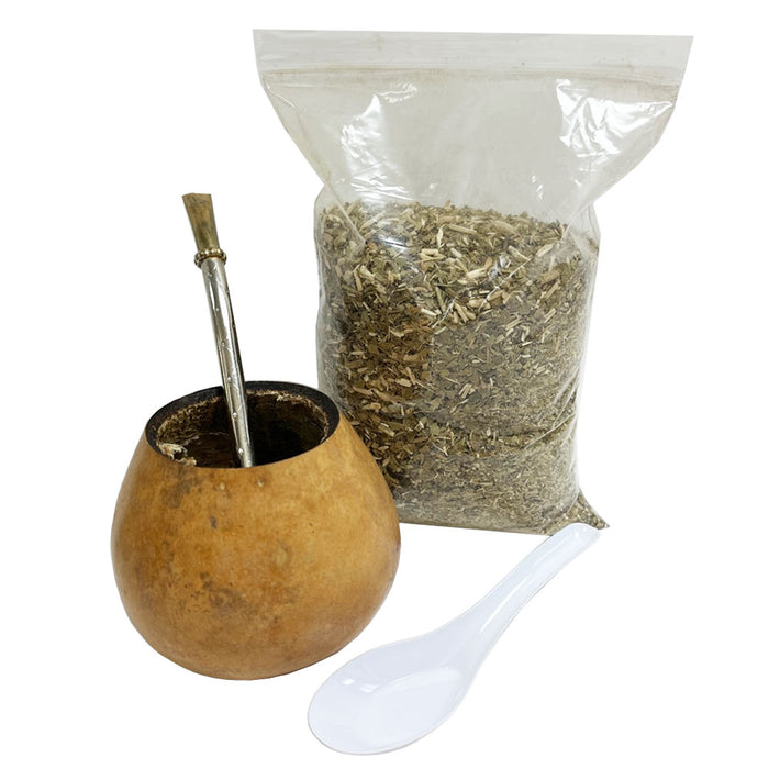 4Pc Argentina Yerba Mate Tea Gourd Cup Straw Bombilla 6oz Leaf Bag Kit Gift  3326