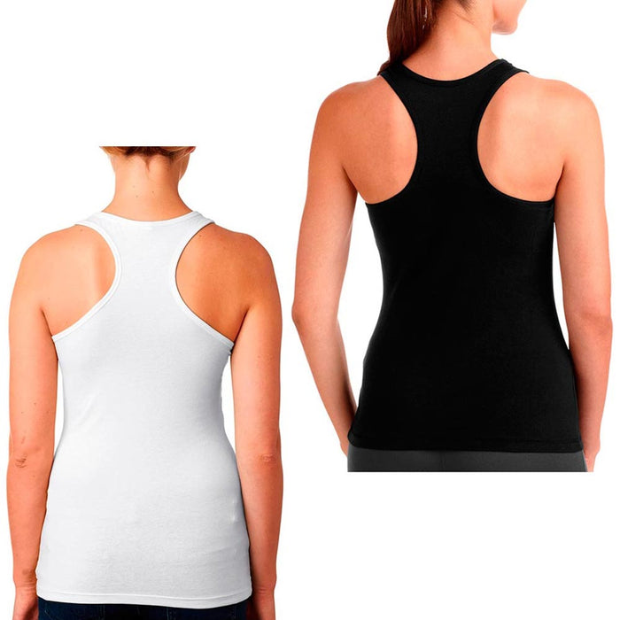 2PC Womens Racerback Tank Top Seamless Sleeveless Solid Cami Workout Black White