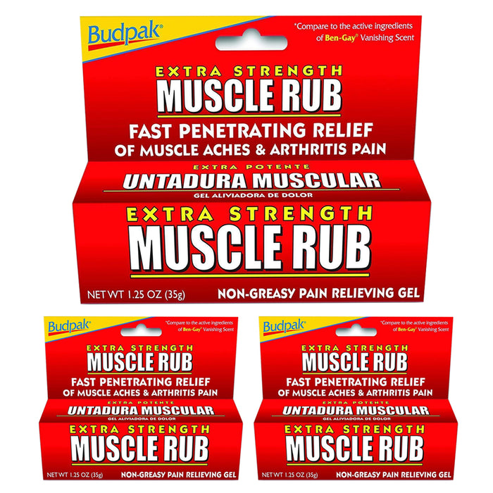 3 Packs Extra Strength Muscle Rub Pain Relief Gel 1.25 oz (35g) Non-Greasy Cream