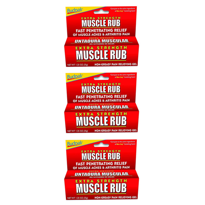 3 Packs Extra Strength Muscle Rub Pain Relief Gel 1.25 oz (35g) Non-Greasy Cream