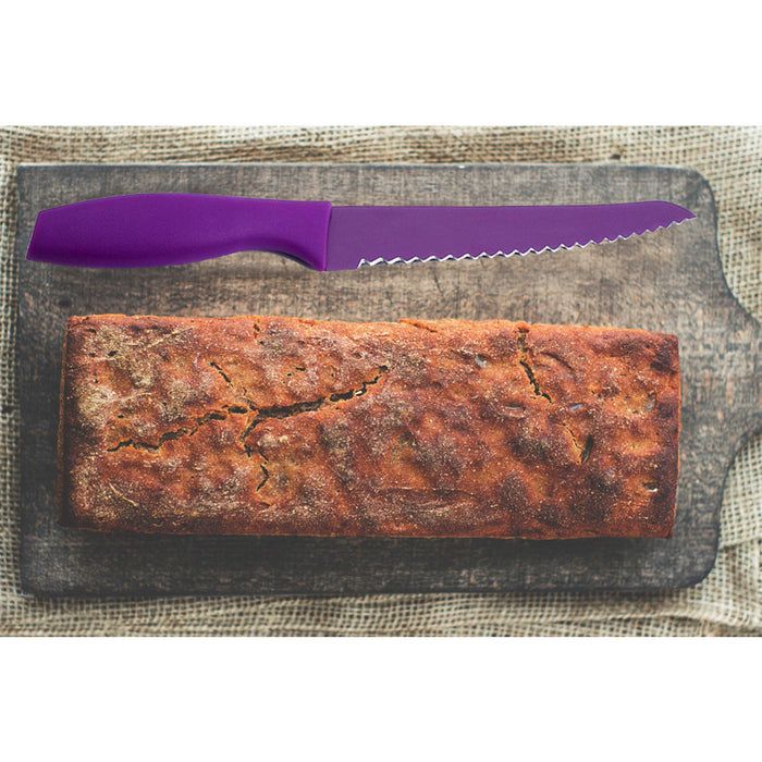 Tomodachi Bread Knife 8 Kitchen Knife Slicer Purple with Blade Guard