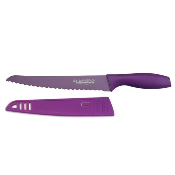 Tomodachi Bread Knife 8 Kitchen Knife Slicer Purple with Blade Guard