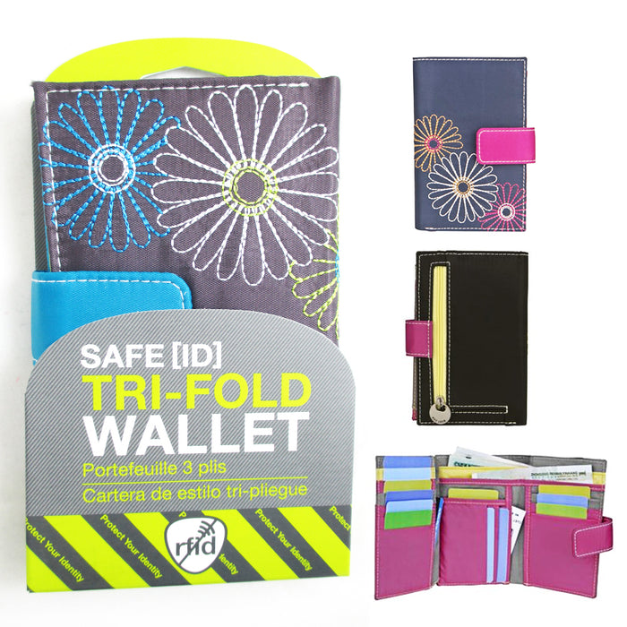 Women's RFID Blocking Wallet Safe ID Holder Daisy Trifold Travel Case Travelon !