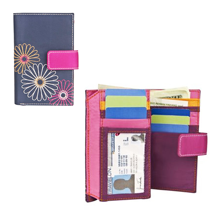 Women's RFID Blocking Wallet Safe ID Holder Daisy Trifold Travel Case Travelon !