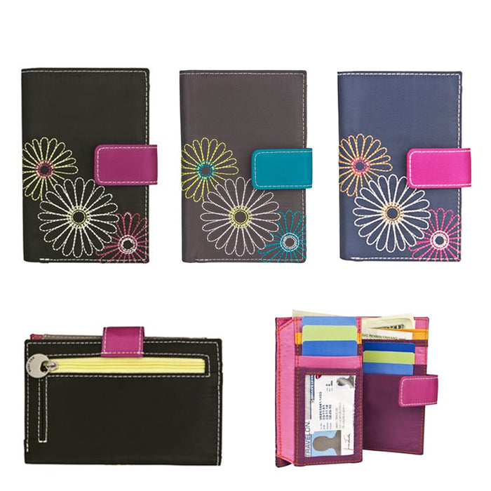 Women's RFID Blocking Wallet Safe ID Holder Daisy Trifold Travel Case Travelon !