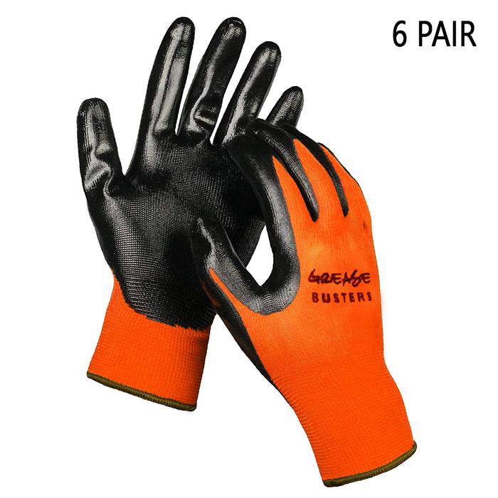 6 Pair Abrasion Resistant Work Gloves Nitrile Foam Palm Coated Safety Size Large