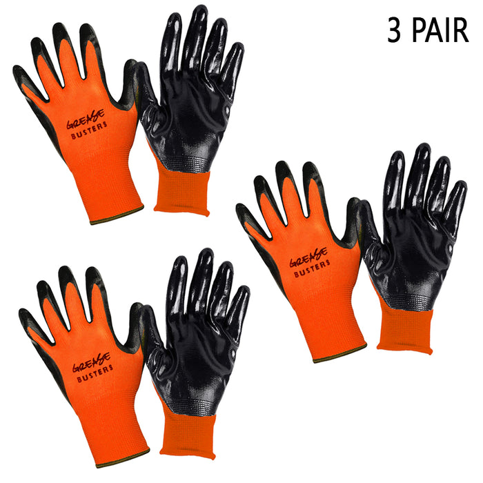 3 Pairs Nitrile Coated Work Gloves General Purposes Gardening Lightweight Size L