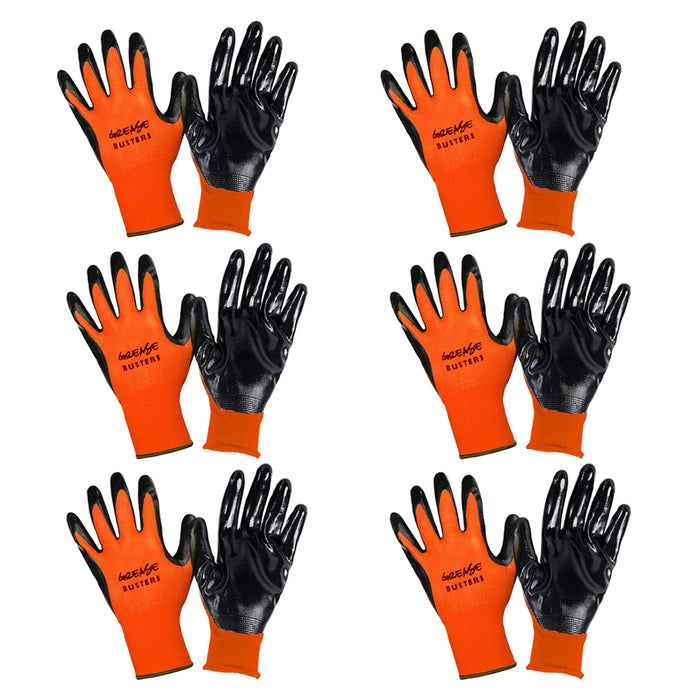 6 Pair Abrasion Resistant Work Gloves Nitrile Foam Palm Coated Safety Size Large