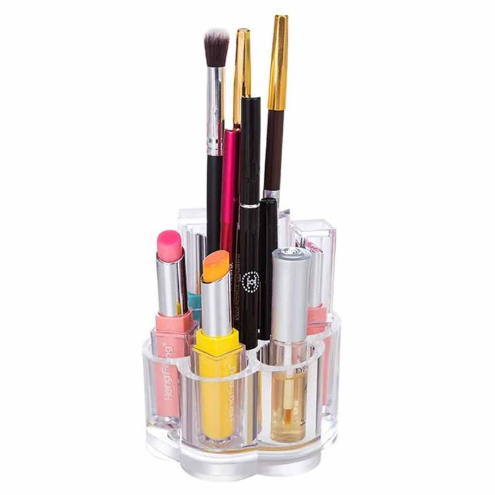 2 PC Cosmetic Holder Organizer Acrylic Makeup Stand Vanity Flower Shape 12 Slots