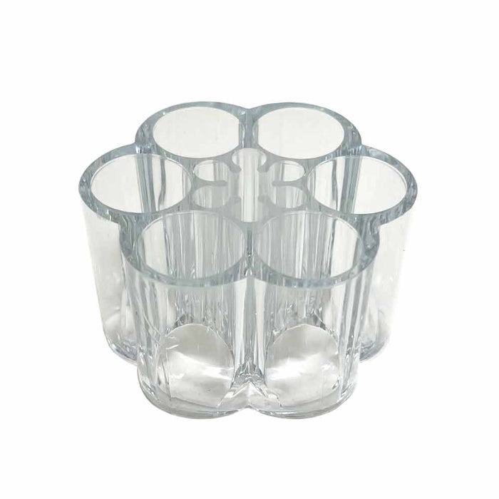 Acrylic Cosmetic Makeup Brushes Organizer Holder 12 Spaces Flower Style Clear